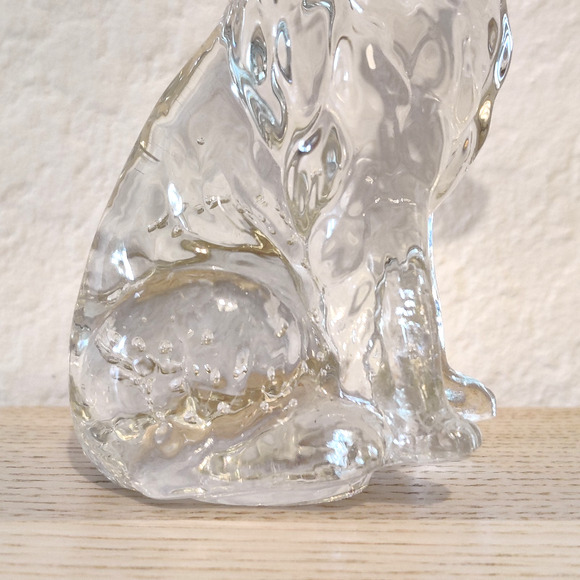 4.5" Glass Sitting Collie Dog Figure / Paperweight Clear Pressed Molded Good Boy - Picture 6 of 16